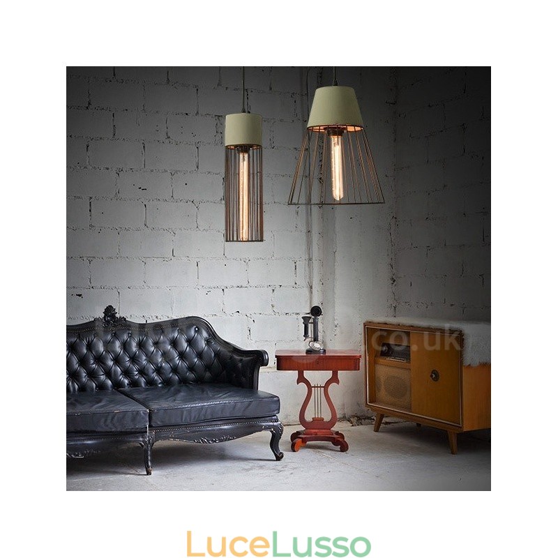 1 lampada a sospensione in metallo e cemento leggero