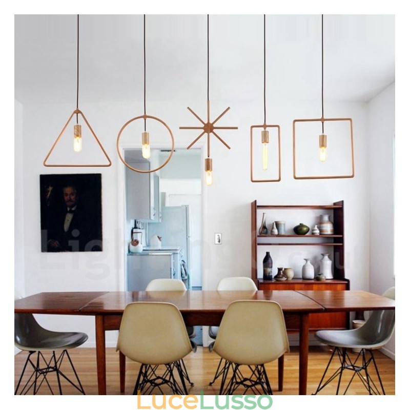 Lampada a sospensione in legno rustico da 1 luce