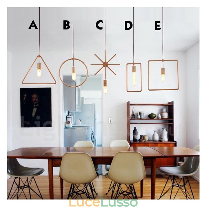 Lampada a sospensione in legno rustico da 1 luce