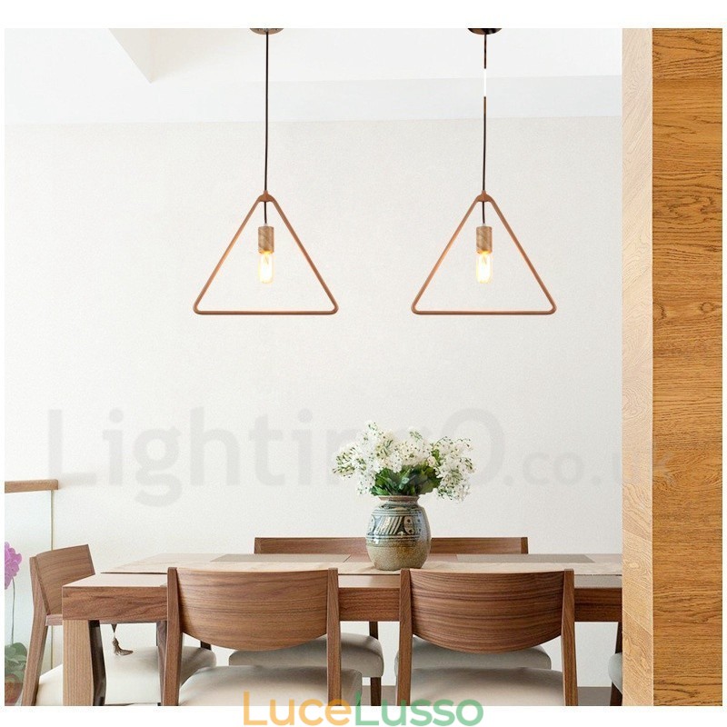 Lampada a sospensione in legno rustico da 1 luce
