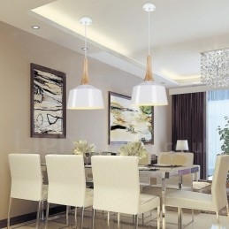 Lampada a sospensione moderna in legno e metallo contemporanea