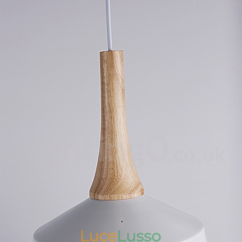 Lampada a sospensione moderna in legno e metallo contemporanea