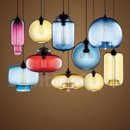 Lampada a sospensione moderna contemporanea multicolore in vetro a 1 luce