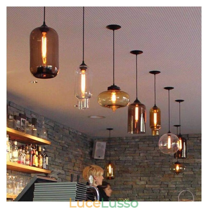 Lampada a sospensione moderna contemporanea multicolore in vetro a 1 luce