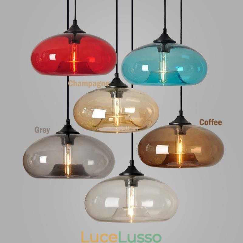 Lampada a sospensione moderna contemporanea multicolore in vetro a 1 luce