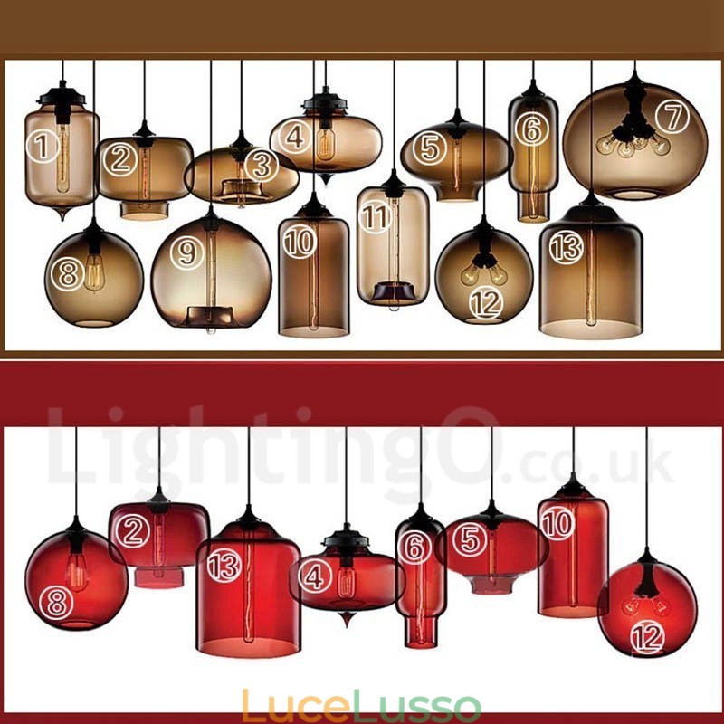 Lampada a sospensione moderna contemporanea multicolore in vetro a 1 luce