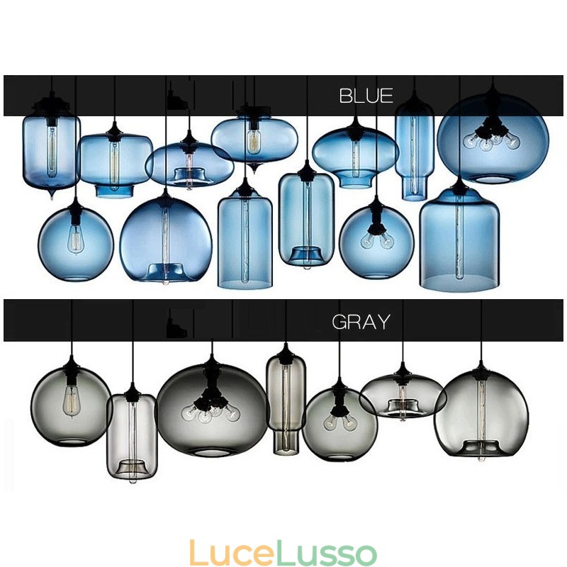 Lampada a sospensione moderna contemporanea multicolore in vetro a 1 luce