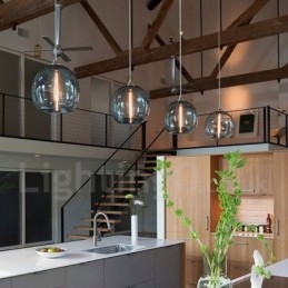 Lampada a sospensione moderna contemporanea multicolore in vetro a 1 luce