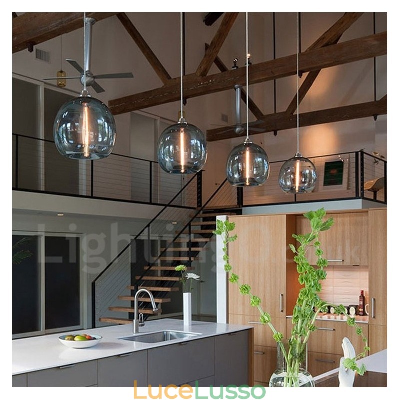 Lampada a sospensione moderna contemporanea multicolore in vetro a 1 luce