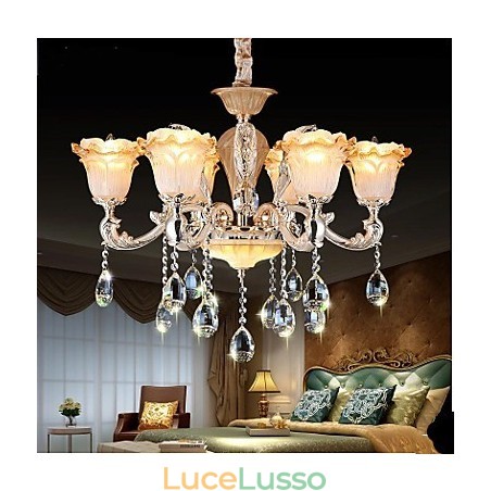 Lampada a sospensione in cristallo retrò in stile europeo Lampada americana Lampada a sospensione in cristallo retrò in stile europeo Lampada americana