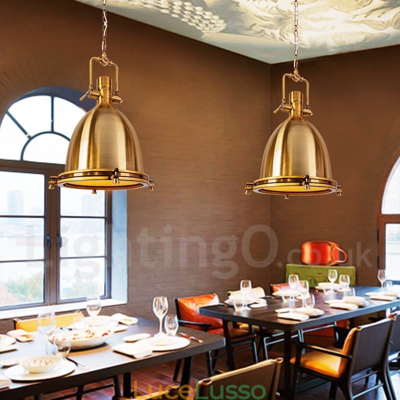 Lampada a sospensione in metallo vintage