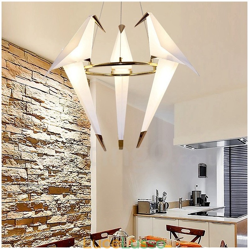 Lampada a sospensione moderna e contemporanea Paper Crane a 3 luci