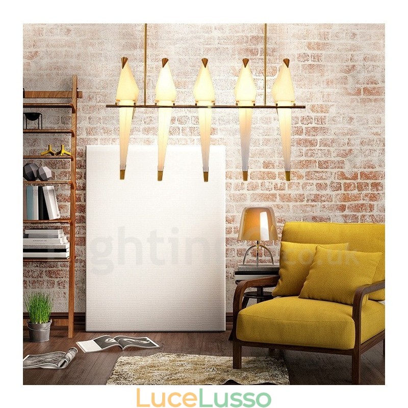 Lampada a sospensione moderna e contemporanea Paper Crane a 5 luci