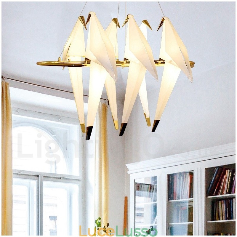 Lampada a sospensione moderna e contemporanea Paper Crane a 6 luci
