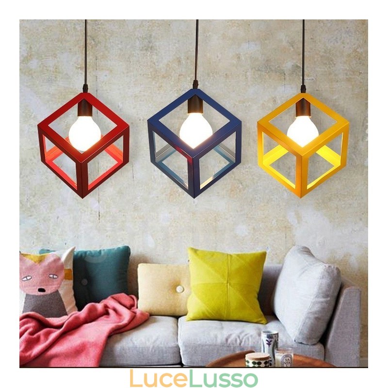 Lampada a sospensione moderna contemporanea multicolore in metallo a 1 luce