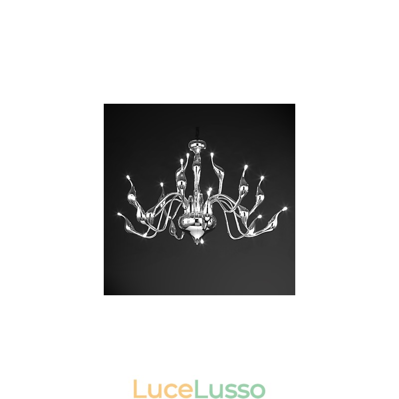Lampadario moderno 18 luci G4 finitura cromata
