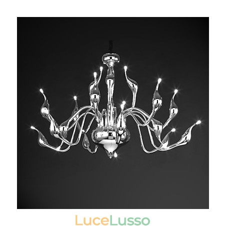 Lampadario moderno 18 luci G4 finitura cromata Lampadario moderno 18 luci G4 finitura cromata