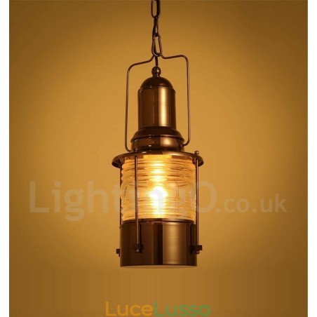 Lampada a sospensione in rame a lanterna retrò vintage con 1 luce Lampada a sospensione in rame a lanterna retrò vintage con 1 luce