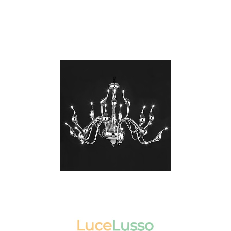 Lampadario moderno 18 luci G4 finitura cromata