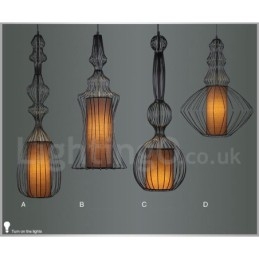 Lampada a sospensione a forma di vaso in metallo vintage country