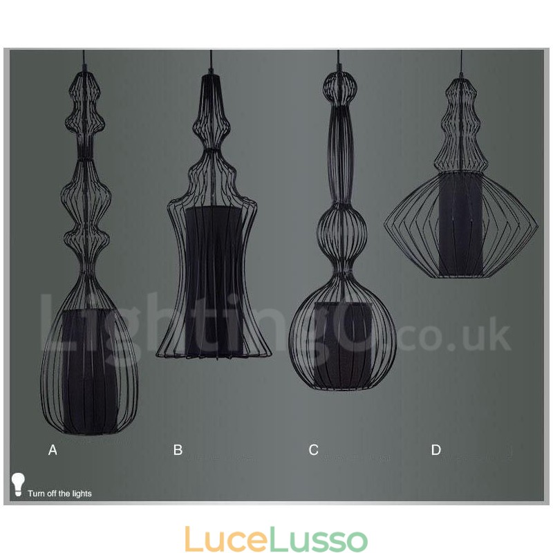 Lampada a sospensione a forma di vaso in metallo vintage country