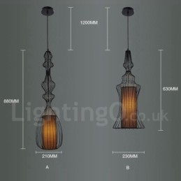 Lampada a sospensione a forma di vaso in metallo vintage country