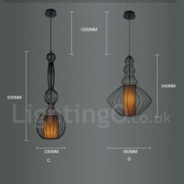 Lampada a sospensione a forma di vaso in metallo vintage country