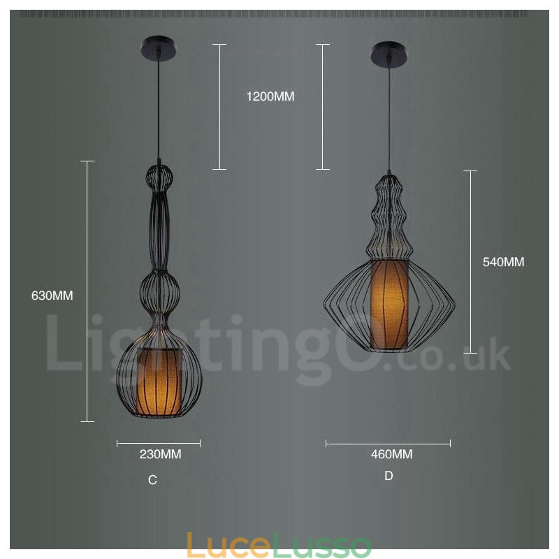 Lampada a sospensione a forma di vaso in metallo vintage country