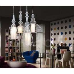 Lampada a sospensione a forma di vaso in metallo vintage country
