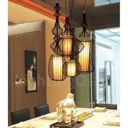 Lampada a sospensione a forma di vaso in metallo vintage country