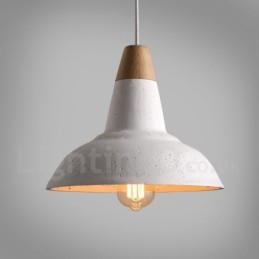 Lampada a sospensione moderna contemporanea in legno e cemento con 1 luce