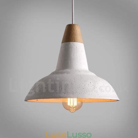 Lampada a sospensione moderna contemporanea in legno e cemento con 1 luce Lampada a sospensione moderna contemporanea in legno e cemento con 1 luce