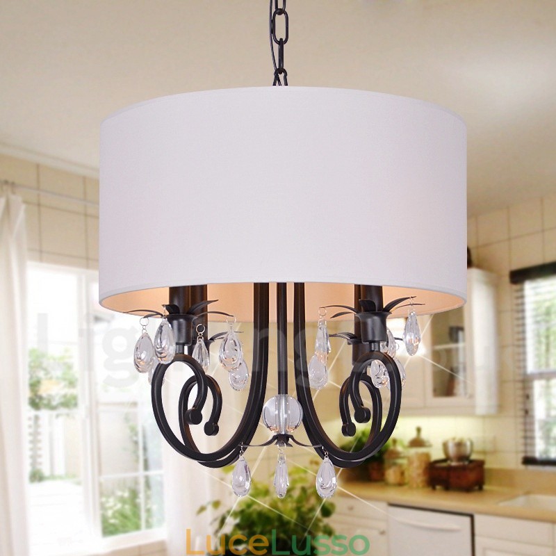 Lampada a sospensione rustica in metallo a tamburo