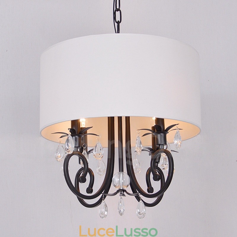 Lampada a sospensione rustica in metallo a tamburo