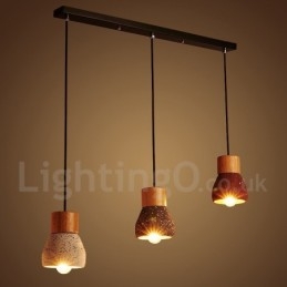Lampada a sospensione moderna contemporanea in legno e cemento con 1 luce