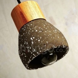 Lampada a sospensione moderna contemporanea in legno e cemento con 1 luce