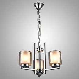 Lampadario in ferro elettroplaccato con paralume in vetro Lampada classica a candela con 3 teste