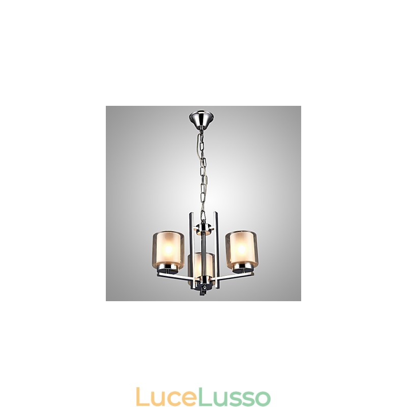 Lampadario in ferro elettroplaccato con paralume in vetro Lampada classica a candela con 3 teste