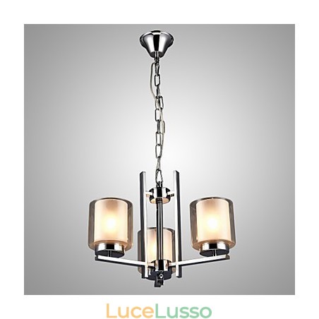Lampadario in ferro elettroplaccato con paralume in vetro Lampada classica a candela con 3 teste Lampadario in ferro elettroplaccato con paralume in vetro Lampada classica a candela con 3 teste
