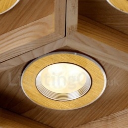 Lampada a sospensione moderna contemporanea in legno a 5 luci