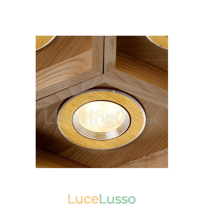 Lampada a sospensione moderna contemporanea in legno a 5 luci