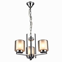 Lampadario in ferro elettroplaccato con paralume in vetro Lampada classica a candela con 3 teste