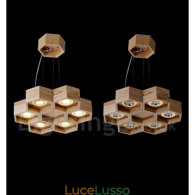 Lampada a sospensione moderna contemporanea in legno chiaro da 6 pollici