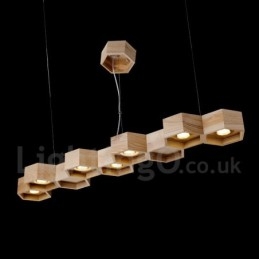 Lampada a sospensione moderna contemporanea in legno chiaro 7