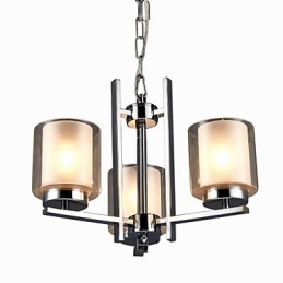 Lampadario in ferro elettroplaccato con paralume in vetro Lampada classica a candela con 3 teste