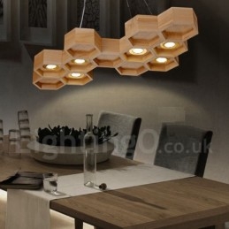 Lampada a sospensione moderna contemporanea in legno chiaro da 6 pollici
