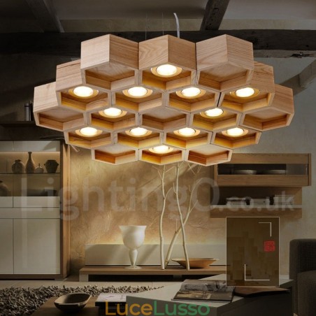 Lampada a sospensione moderna contemporanea in legno chiaro da 12 pollici Lampada a sospensione moderna contemporanea in legno chiaro da 12 pollici