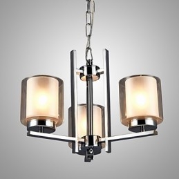 Lampadario in ferro elettroplaccato con paralume in vetro Lampada classica a candela con 3 teste