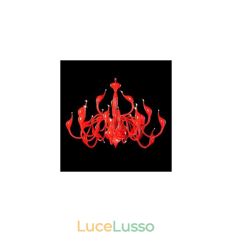 Lampadario moderno 24 luci G4 dipinto rosso