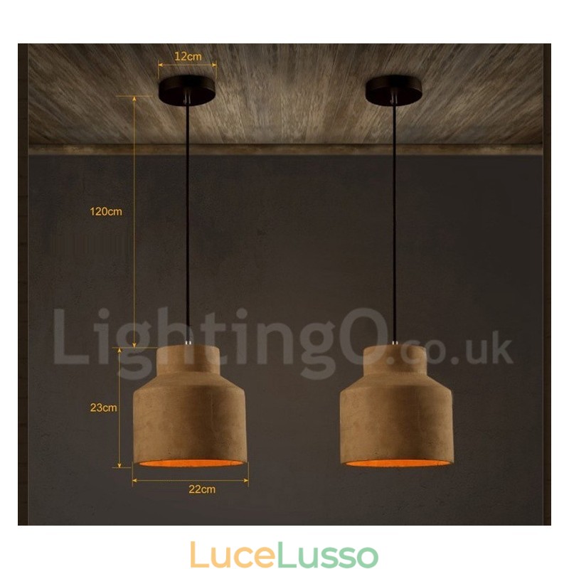 Lampada a sospensione moderna contemporanea in cemento a luce singola